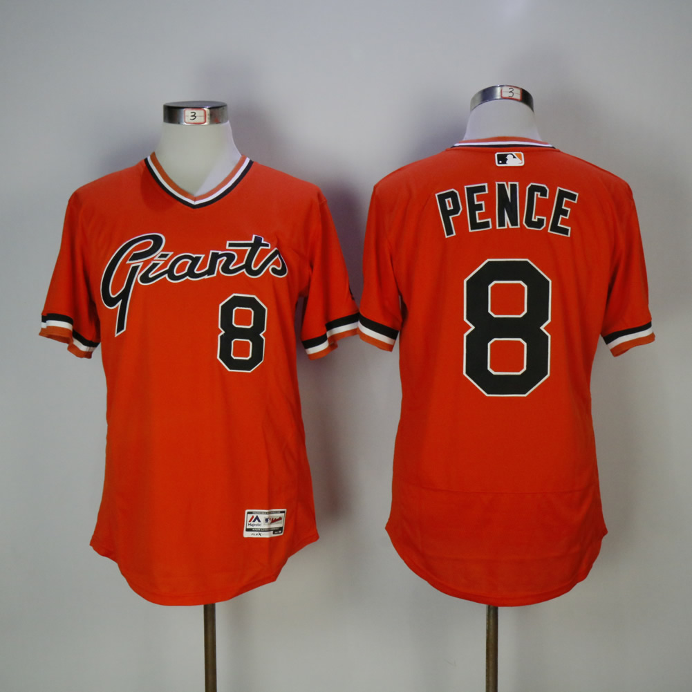 Men San Francisco Giants #8 Pence Orange Throwback Elite MLB Jerseys